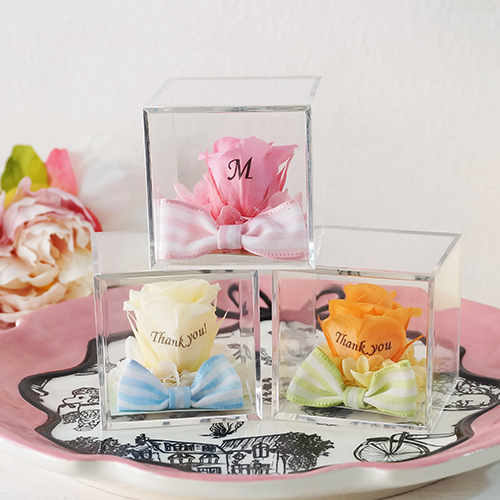 Je t’aime　Carre (ジュテームカレ)プリザーブドフラワー≪パステルオレンジ≫