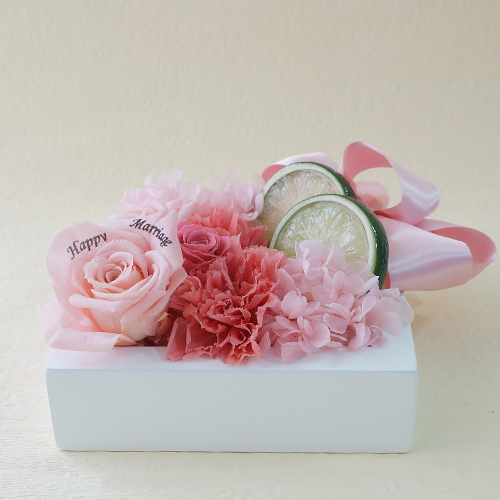 【メッセージローズ】フレッシュフレームプリザーブドフラワーアレンジS≪ピンク≫