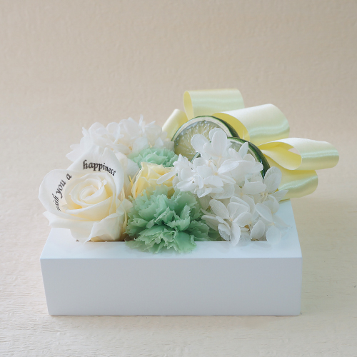 【メッセージローズ】フレッシュフレームプリザーブドフラワーアレンジS≪イエロー≫