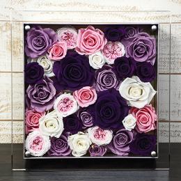 プリザーブドフラワーローズフレームアレンジ　≪ヴァイオレット系≫