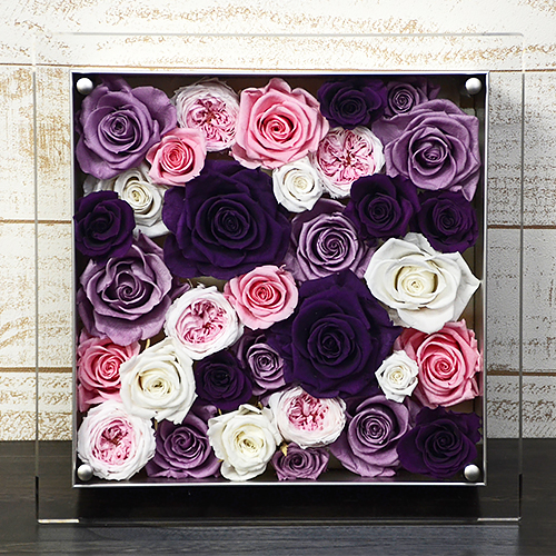 プリザーブドフラワーローズフレームアレンジ　≪ヴァイオレット系≫