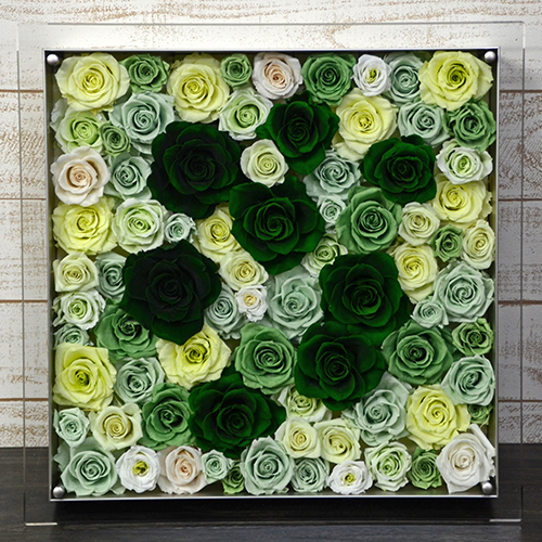 プリザーブドフラワーローズフレームアレンジ　≪グリーン系≫