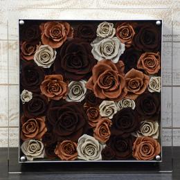 プリザーブドフラワーローズフレームアレンジ　≪ブラウン系≫