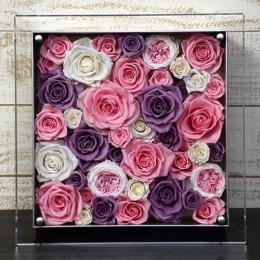 プリザーブドフラワーローズフレームアレンジ　≪ピンク系≫