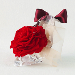 【メッセージローズ】シンデレラの靴 大輪プリザーブドフラワーアレンジ≪レッド≫