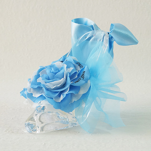 【メッセージローズ】シンデレラの靴 大輪プリザーブドフラワーアレンジ≪ブルー≫