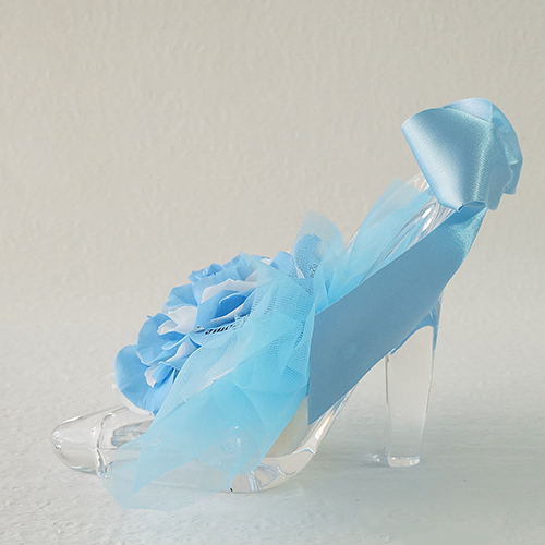 【メッセージローズ】シンデレラの靴 大輪プリザーブドフラワーアレンジ≪ブルー≫