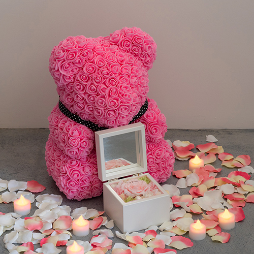 幸せを呼ぶ ローズ テディベア　ピンク