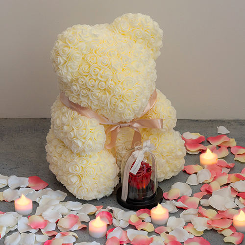 幸せを呼ぶ ローズ テディベア　ホワイト