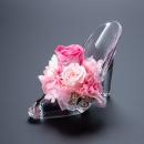 【プロポーズ】シンデレラの靴 プリンセスアレンジ(アクリル製)プリザーブドフラワー≪ピンク ≫