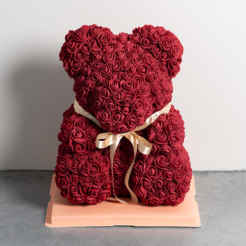 幸せを呼ぶ ローズ テディベア　ワインレッド