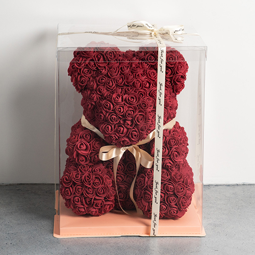 幸せを呼ぶ ローズ テディベア　ワインレッド