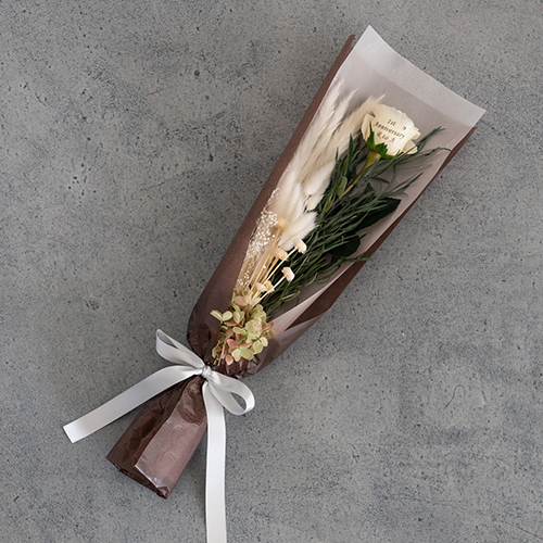 【メッセージローズ】ドライフラワーブーケ　アンティークホワイト