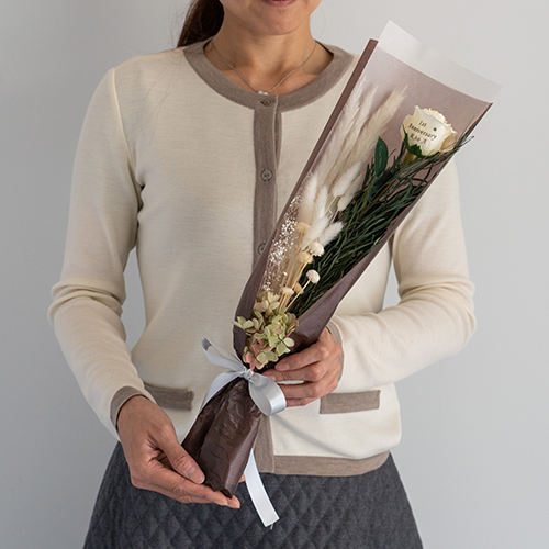 【メッセージローズ】ドライフラワーブーケ　アンティークホワイト