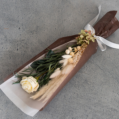 【メッセージローズ】ドライフラワーブーケ　アンティークホワイト