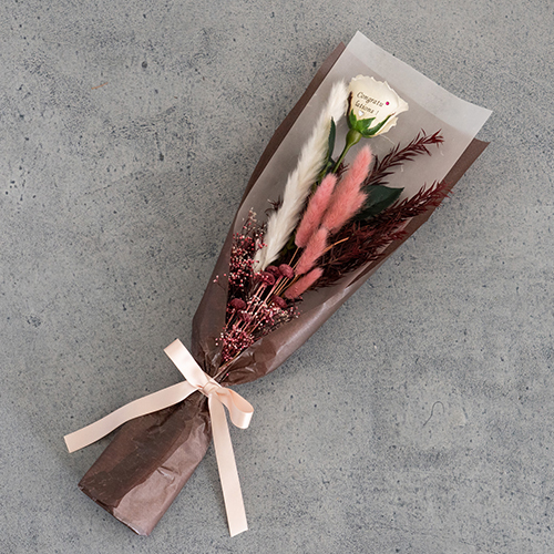 【メッセージローズ】ドライフラワーブーケ　アンティークピンク