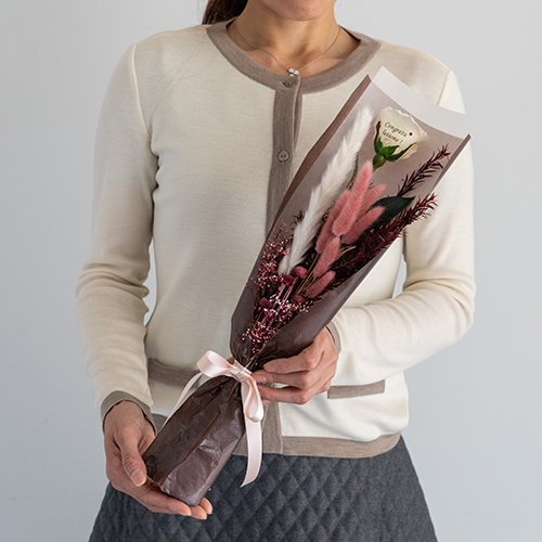 【メッセージローズ】ドライフラワーブーケ　アンティークピンク