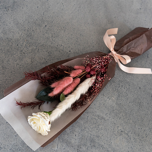 【メッセージローズ】ドライフラワーブーケ　アンティークピンク