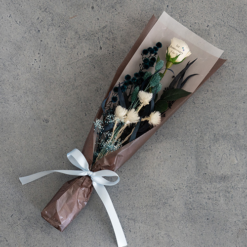 【メッセージローズ】ドライフラワーブーケ　アンティークブルー