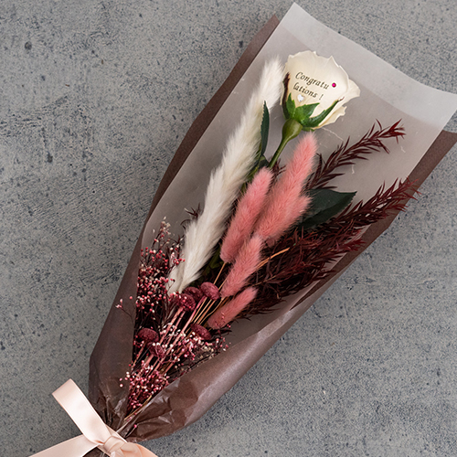 【メッセージローズ】ドライフラワーブーケ　アンティークピンク