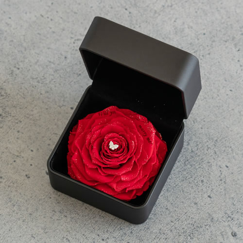 フラワージュエリーBOX レッド (ネックレス リメイクサービス付き)