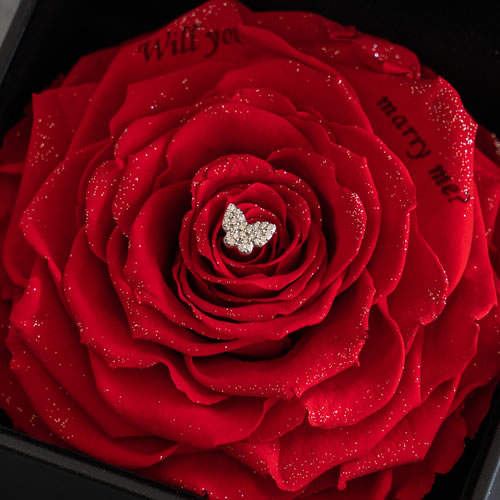 フラワージュエリーBOX レッド (ネックレス リメイクサービス付き)