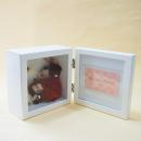 【花に記念日プリント】ピクチャークロックスタンド&プリザーブドフラワー≪レッド≫