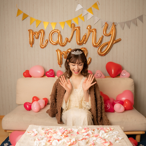 ハートバルーン装飾セット & MARRY ME(結婚してください)