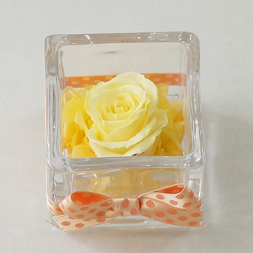 【メッセージローズ】アニバーサリープチプリザーブドフラワーギフト≪イエロー≫