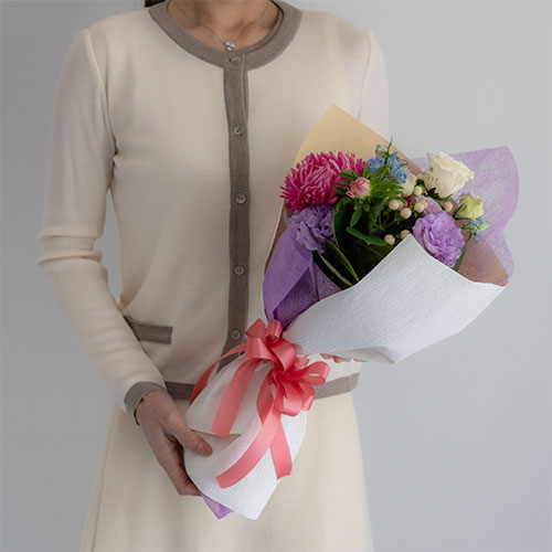 【花に記念日プリント】季節のブーケ ヴァイオレット Sサイズ 紫のバラ