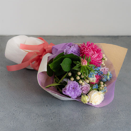 【花に記念日プリント】季節のブーケ ヴァイオレット Sサイズ 紫のバラ