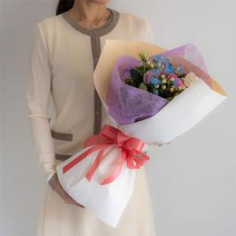 【花に記念日プリント】季節のブーケ ヴァイオレット Mサイズ 紫のバラ