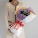 【花に記念日プリント】季節のブーケ ヴァイオレット Mサイズ 紫のバラ