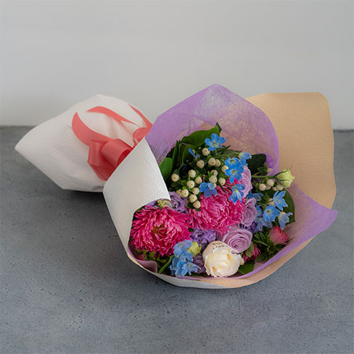 【花に記念日プリント】季節のブーケ ヴァイオレット Mサイズ 紫のバラ