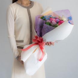 【花に記念日プリント】季節のブーケ ヴァイオレット Lサイズ 紫のバラ