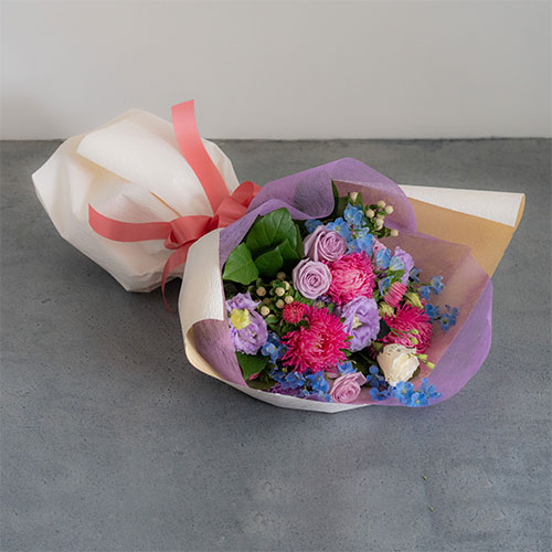 【花に記念日プリント】季節のブーケ ヴァイオレット Lサイズ 紫のバラ