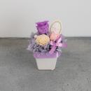 【花に記念日プリント】パステルプリザーブドフラワーアレンジ S ≪ヴァイオレット≫ 紫のバラ