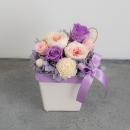【花に記念日プリント】パステルプリザーブドフラワーアレンジ L ≪ヴァイオレット≫ 紫のバラ