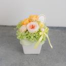 【花に記念日プリント】パステルプリザーブドフラワーアレンジM≪オレンジ≫