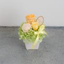 【花に記念日プリント】パステルプリザーブドフラワーアレンジS≪オレンジ≫