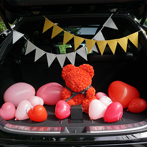【車でサプライズ】 ハートバルーン+フラッグ装飾セット