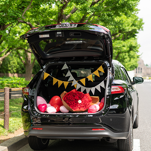 【車でサプライズ】 ハートバルーン+フラッグ装飾セット