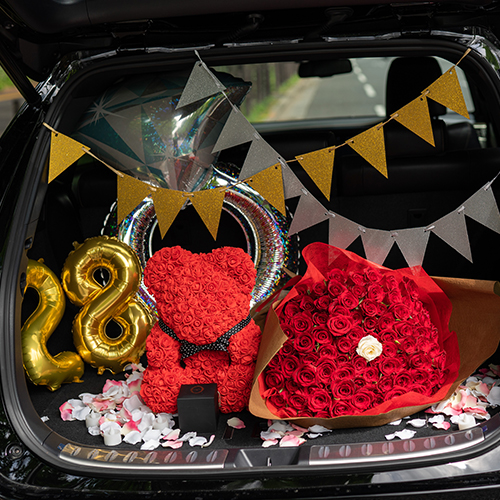 【車でサプライズ演出】花びらキャンドル+フラッグ装飾セット