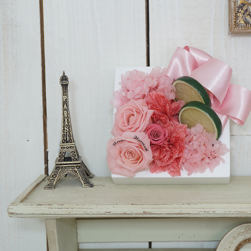 【メッセージローズ】フレッシュフレームプリザーブドフラワーアレンジS≪ピンク≫