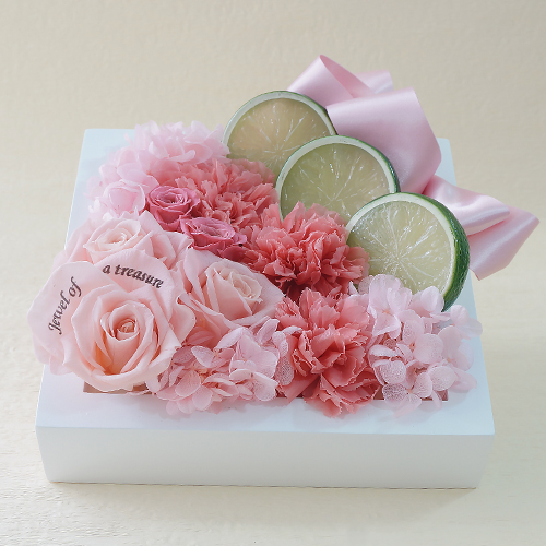 【メッセージローズ】フレッシュフレームプリザーブドフラワーアレンジM≪ピンク≫