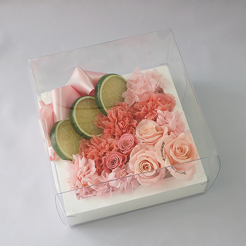 【メッセージローズ】フレッシュフレームプリザーブドフラワーアレンジM≪ピンク≫