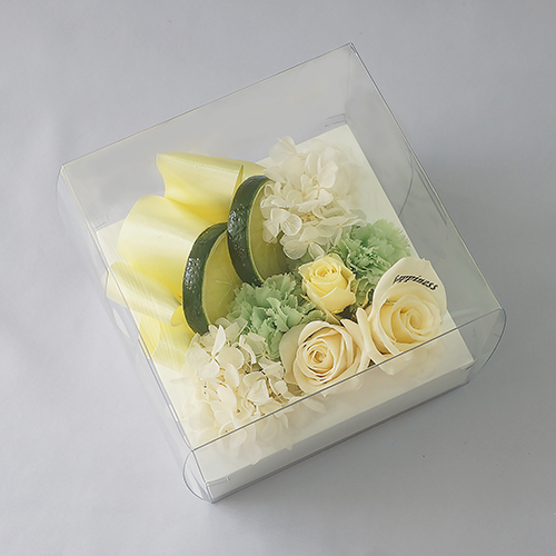 【メッセージローズ】フレッシュフレームプリザーブドフラワーアレンジS≪イエロー≫