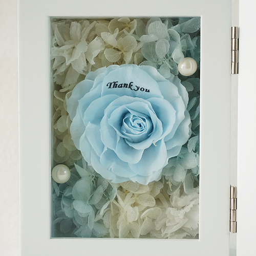 【花に記念日プリント】フォトフレーム&プリザーブドフラワー S ≪ソーダ≫