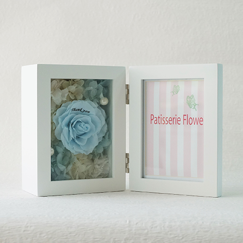 【花に記念日プリント】フォトフレーム&プリザーブドフラワー S ≪ソーダ≫