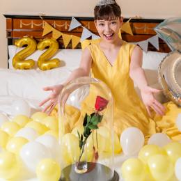 【ホテルでプロポーズ】Specialダイヤモンドローズ　ショート　メッセージフラワー+フラッグ装飾セ